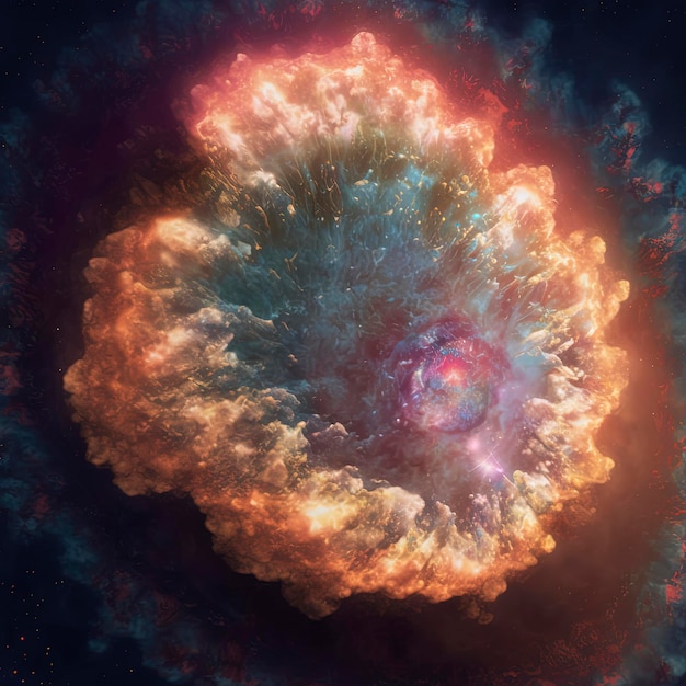 Supernova exploding, space