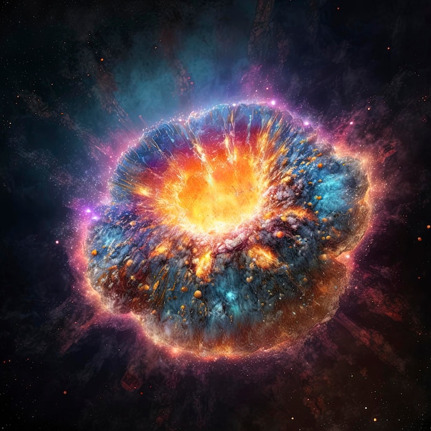 Supernova exploding, space