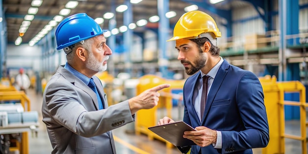 Supervisor Scolding Worker in Modern Industry Factory Manager Correcting Employees Mistake