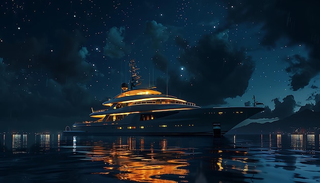 superyacht at night