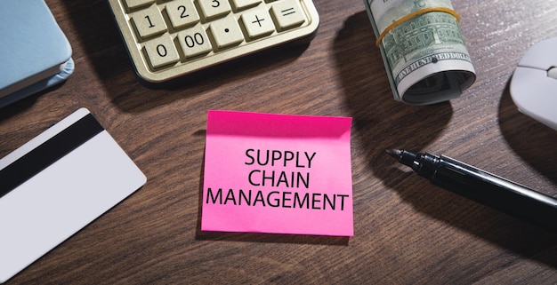 Supply Chain Management on sticky note