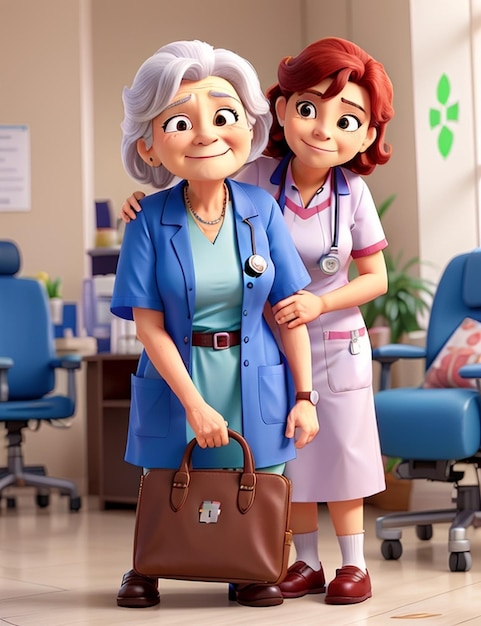 Supportive Healthcare Nurse Attending to Senior Woman