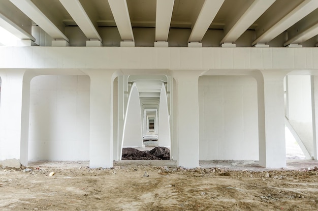 Supports of the stone bridge. Under the bridge.