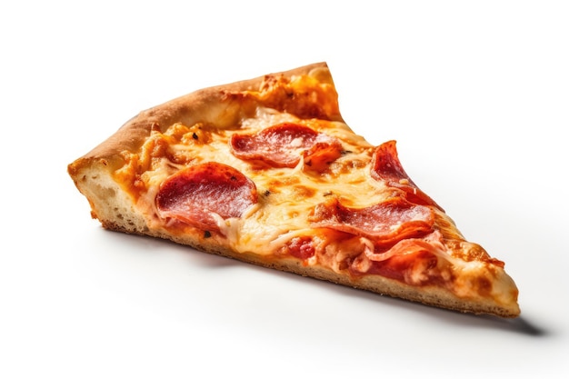 Supreme Pizza Slice On A White Background Generative AI