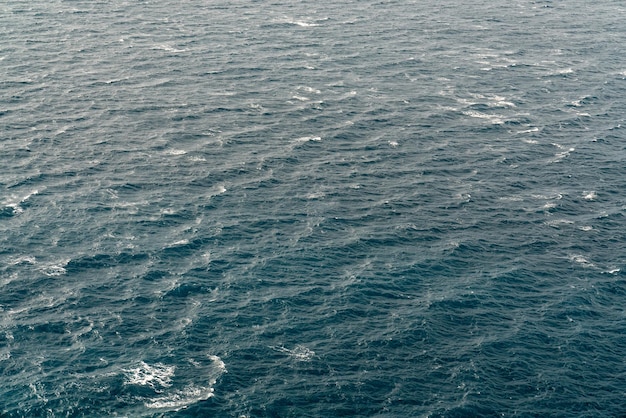 The surface of the blue sea from above Endless sea Waves