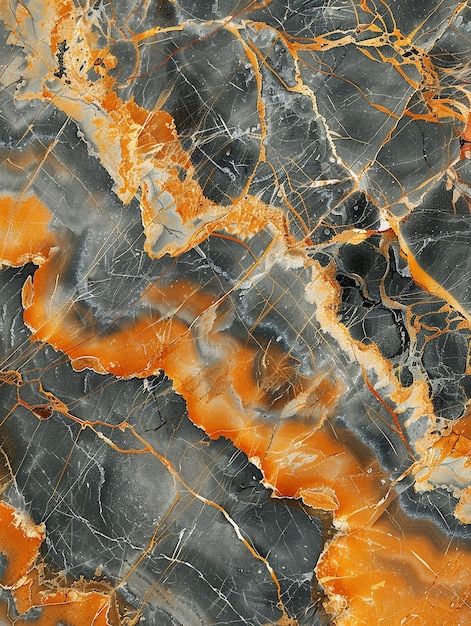 the surface is marbled with orange and white colors