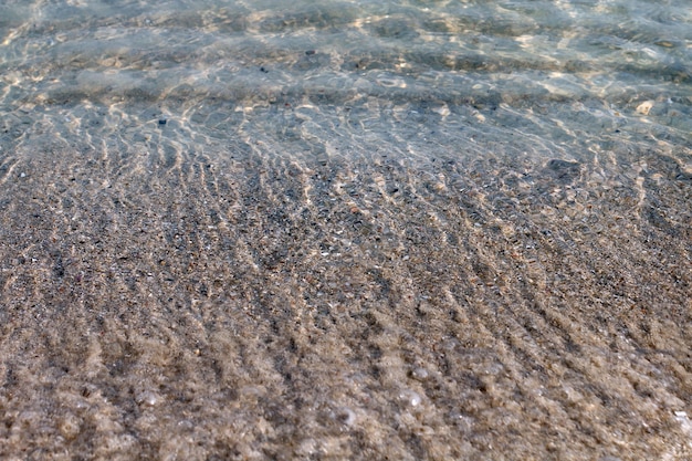 Surface water wave on the sand, Wave of sea on the sand beach, summer sand beach 