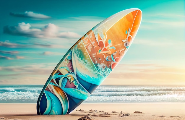 Surfboard on the background of the sea Generative AI Generative AI