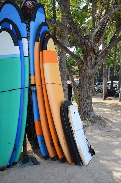 Surfboard on the Kuta beach Bali island