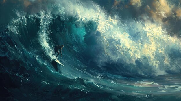 Surfer big wave Generative AI