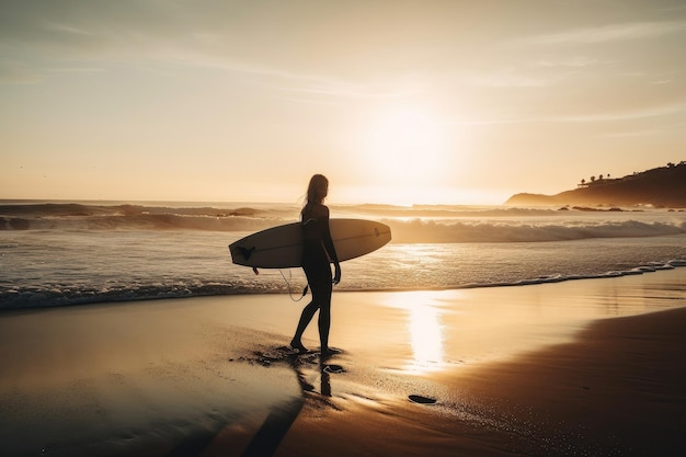 Surfer girl Illustration AI Generative