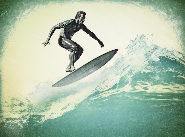 Surfer in ocean Illustration AI GenerativexA