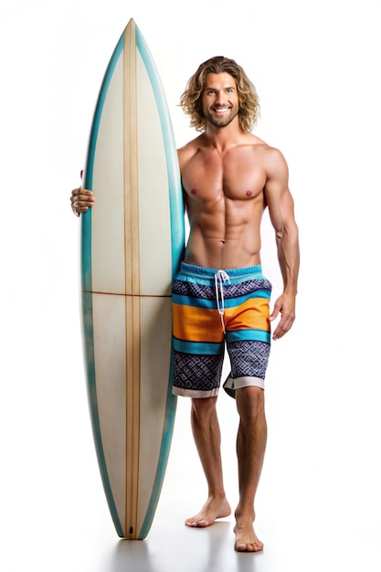 Photo surfer with surfboard summer isolated on transparent background