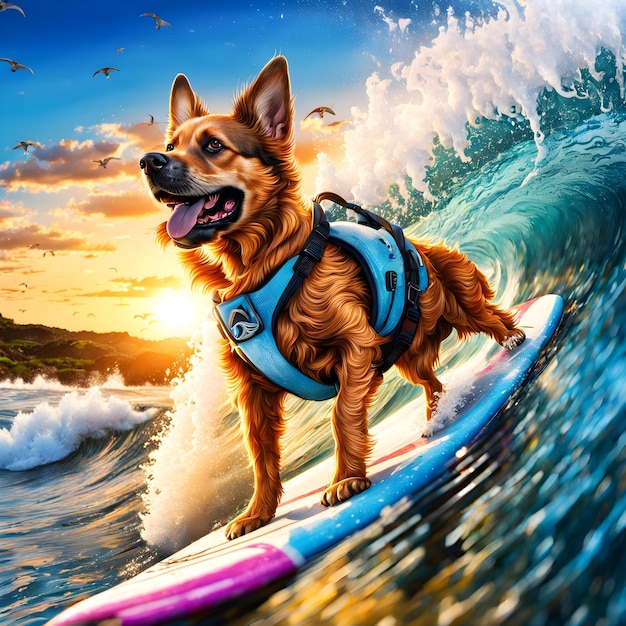 The surfing dog is quite a celebrity in his hometown of Huntington Beach California The big wave