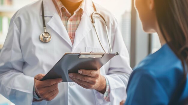 A surgeon conducting a preoperative examination with a patient