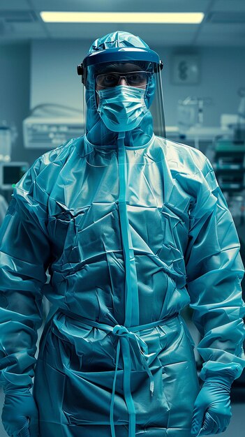 Photo surgeon in full ppe protective gear and face shield