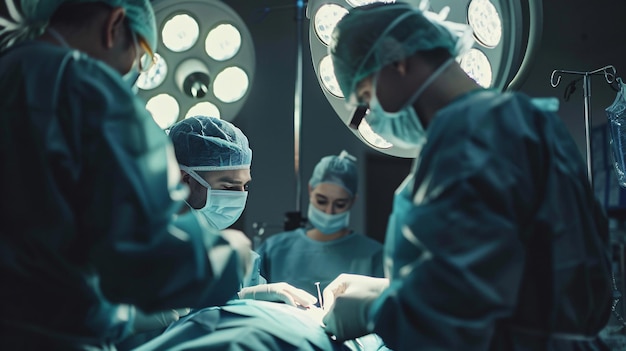 Surgeon and surgical team performing a complex operation in a wellequipped operating room copy spa