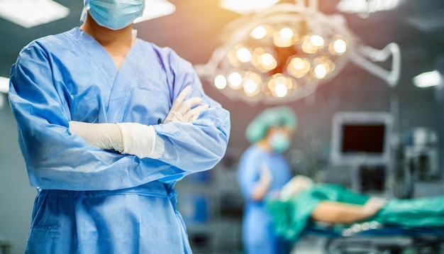 a surgeon with his arms crossed in front of him