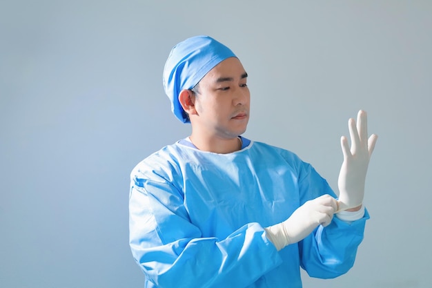 surgeon with surgical mask in Hospital Operating Theater.