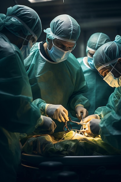 Surgeons and assistants in the operating room at work