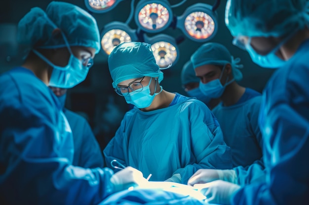 Surgical Team Performing Operation in Hospital