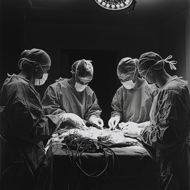 Surgical team performing an operation in an operating room1