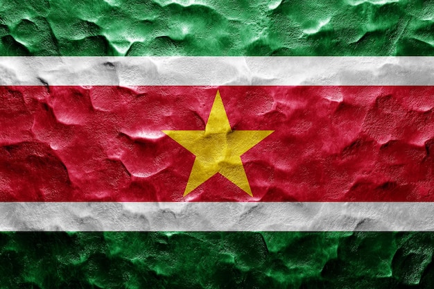 Photo suriname flag on a grunge background