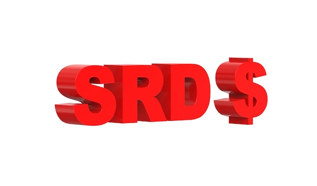 Surinamese dollar currency symbol of Suriname in Red 3d rendering 3d illustration