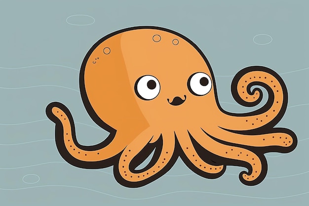 Surprised cartoon octopus Generative AI