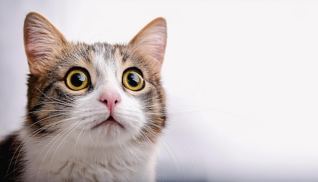 The surprised face of a cute tabby cat with different emotions