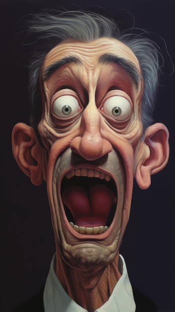 A surprised man exaggerated cartoon style