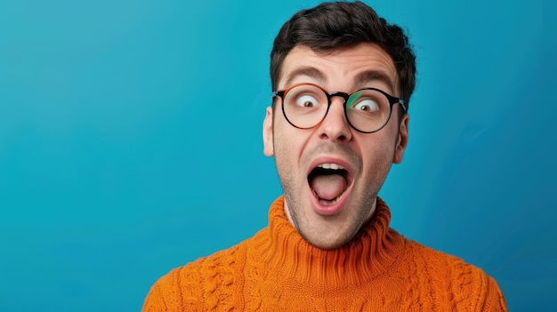 The surprised man in glasses