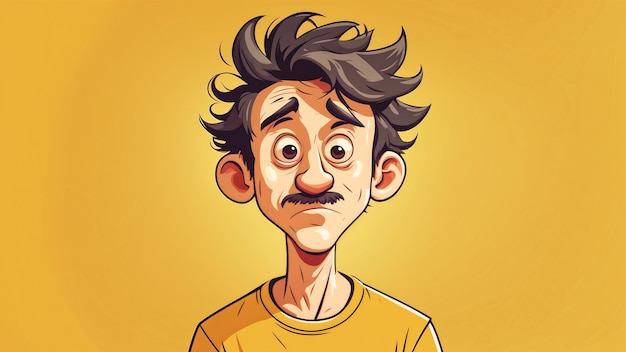 Photo surprised man with big eyes and mustache vector illustration