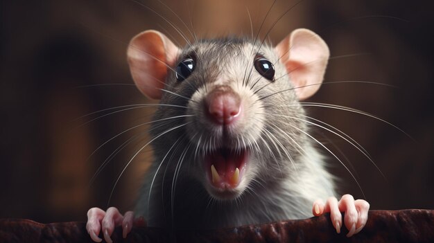 Surprised Rat With Open Mouth Exuberant And Joyful Photoillustration