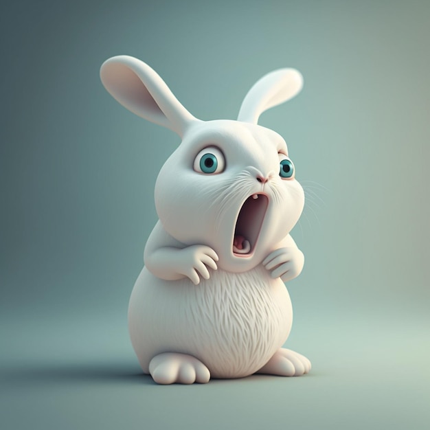 surprised white rabbit created with Generative AI