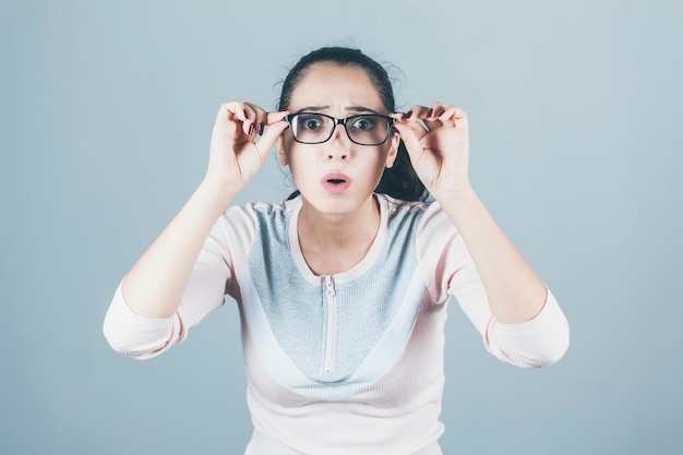 Surprised woman eye glasses