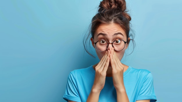 Photo the surprised woman with glasses