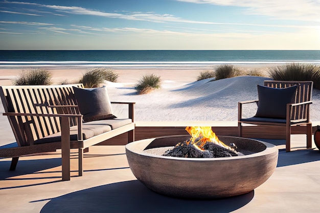 Surprising Fire pit and furniture on modern luxury