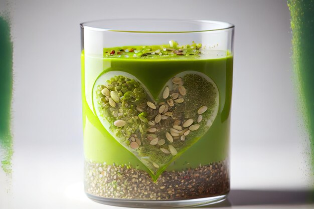 Surprising Green smoothie with heart