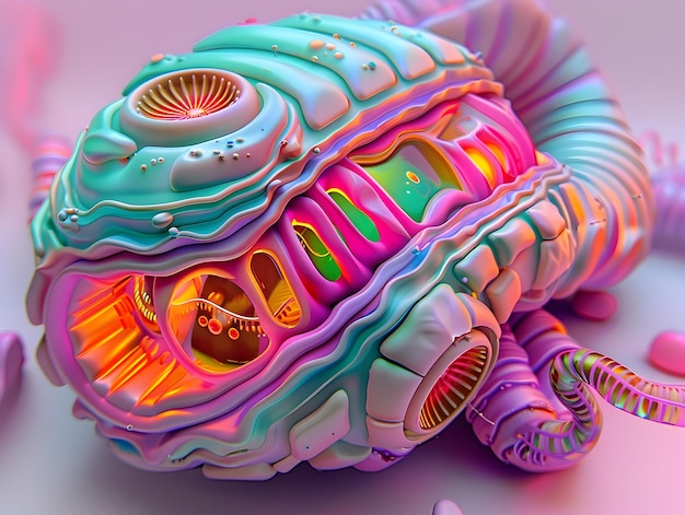 Surreal 3D Render of Plant Cell Vacuole Membrane Showcasing Selective Permeability and Ion Transport