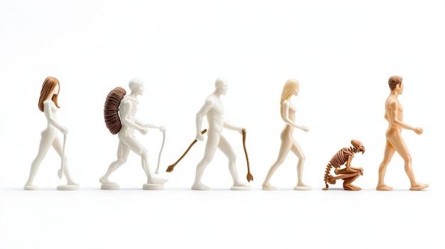 Photo a surreal 3d set of icons symbolizing the different stages of human evolution