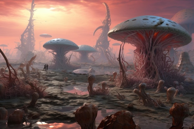 Surreal alien fantasy landscape Fiction space Generate Ai