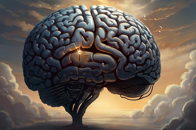 Surreal brain mind soul and hope concept art Illustration of imagination mystery and success