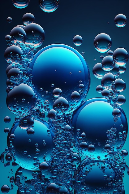 Surreal bubbles blue background