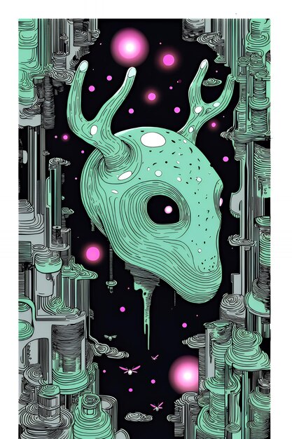 Surreal Creature in Cosmic Landscape