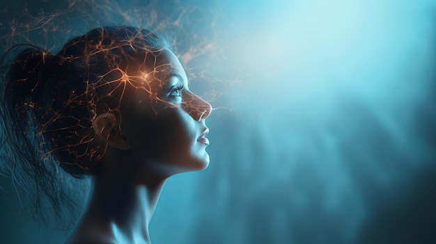 A surreal depiction of a human head with glowing neurons symbolizing the esoteric connection to other realms