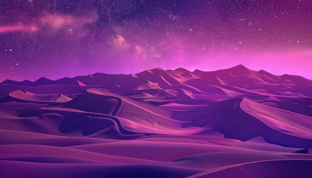 Photo surreal desert landscape under a starlit sky at twilight