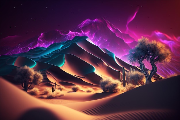 surreal desert landscape with towering sand dunes generative ai