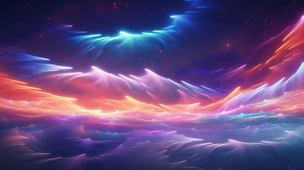 Surreal Dreamscape A Vibrant Display of Neon Clouds Illuminating the Colorful Sky