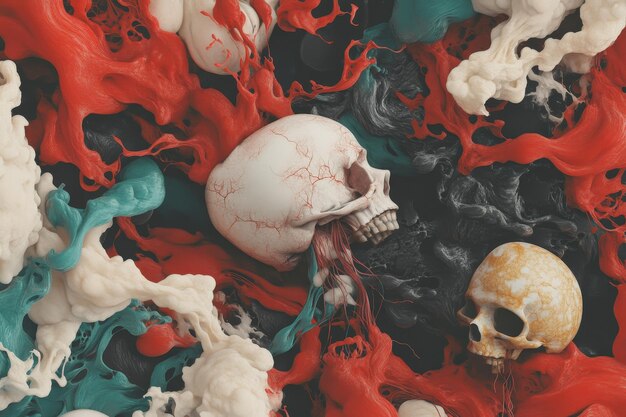 Surreal Exploration of Mortality A Journey Through Skulls and Abstract Formations Unveiled